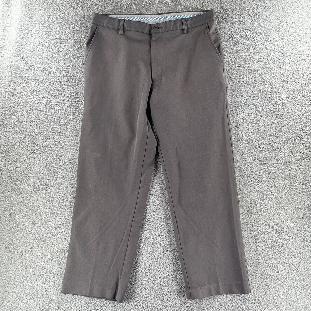FJ FootJoy Golf Pants Chino Flat Front Straight Leg Size 36/32 Stretch Gray Mens